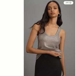 Anthropologie Pilcro Easy Foil Tank Grey Metallic